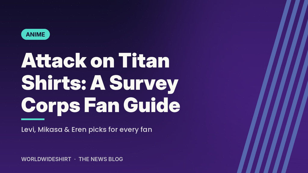 Attack on Titan shirts fan guide banner with Levi, Mikasa and Eren picks