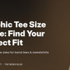 Typographic banner reading Graphic Tee Size Guide: Find Your Perfect Fit on a warm brown background