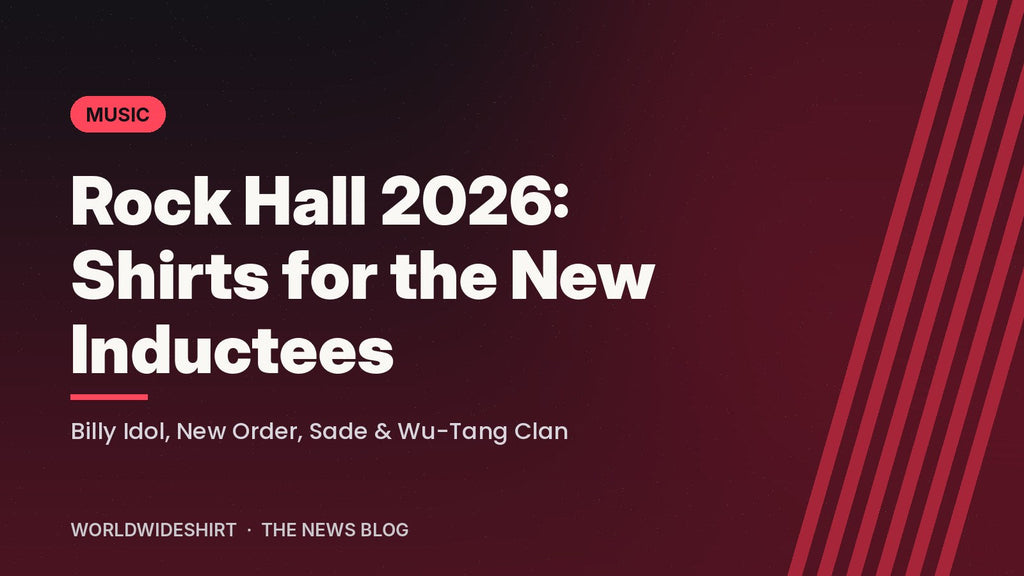 Rock Hall 2026 banner: shirts for new inductees Billy Idol, New Order, Sade and Wu-Tang Clan