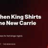 Typographic banner reading Stephen King Shirts for the New Carrie Era on a dark red horror-themed background