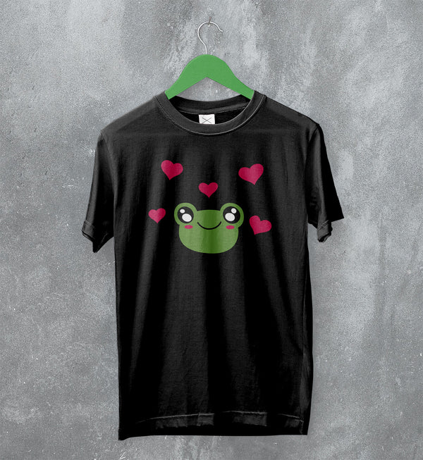 Frog T-Shirt Cute Green Frog Love Tee Animal Lover Shirt Aesthetic Cartoon