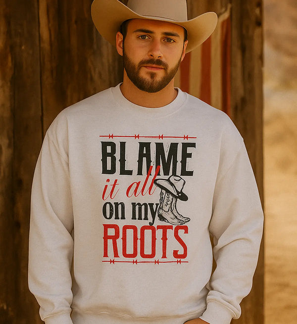 Garth Brooks Sweatshirt Blame It All on My Roots Sweater Vintage Fan Tour Shirt