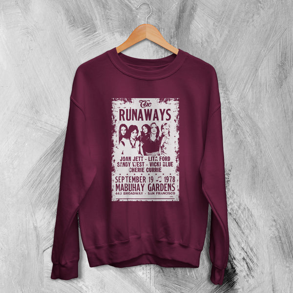 The Runaways Sweatshirt Mabuhay Gardens Sweater 70s Rock Concert Shirt