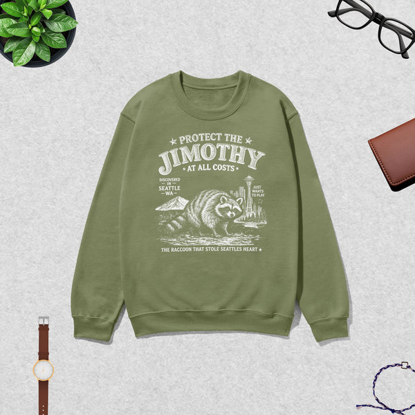 Protect The Jimothy Sweatshirt Seattle Raccoon Lover Shirt Jimothy At All Costs Crewneck