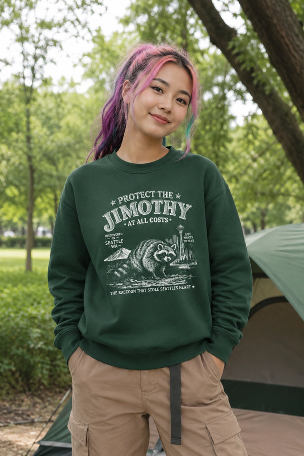 Protect The Jimothy Sweatshirt Seattle Raccoon Lover Shirt Jimothy At All Costs Crewneck