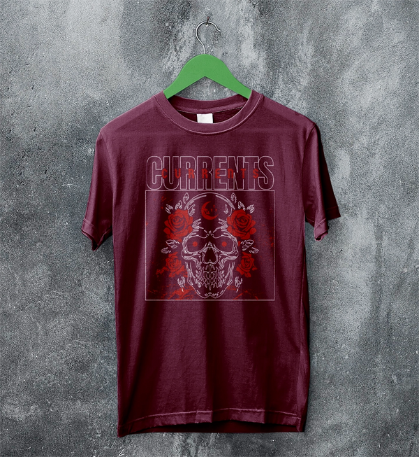 Currents T-Shirt Metalcore Currents Band Shirt Punk Skull Rose Tee