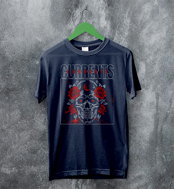 Currents T-Shirt Metalcore Currents Band Shirt Punk Skull Rose Tee