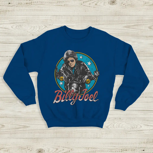 Billy Joel Retro Biker Sweatshirt 80s Rock Legend Crewneck Motorcycle Billy Joel Shirt