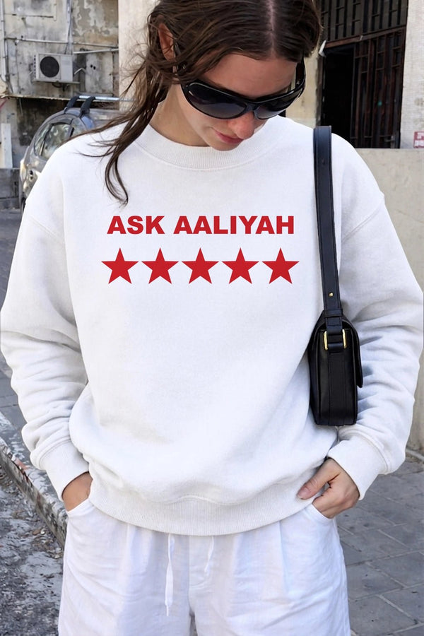 Aaliyah Sweatshirt Ask Aaliyah Bootleg Shirt Queen of Urban Pop Merch Hip Hop Crewneck - White - WorldWideShirt