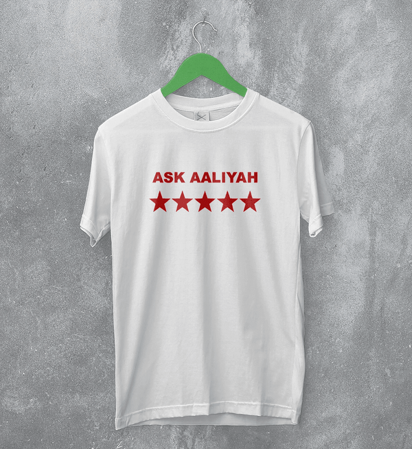 Aaliyah T-Shirt Ask Aaliyah Bootleg Shirt Queen of Urban Pop Merch Hip Hop Tee - White - WorldWideShirt