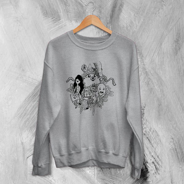 Adventure Time Sweatshirt Doodle Character Sweater Cartoon Merchandise - WorldWideShirt