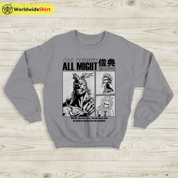 All Might Aesthetic Sweatshirt Boku No Academia Shirt BNHA Merch - WorldWideShirt