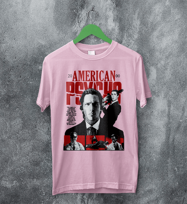 American Psycho 2000s T-Shirt Vintage Patrick Bateman Shirt Psycho Movie Tee - Light Pink - WorldWideShirt