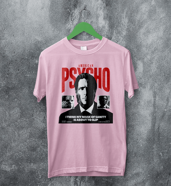 American Psycho Sanity T-Shirt Movie Patrick Bateman Shirt Mask of Sanity Tee - Light Pink - WorldWideShirt