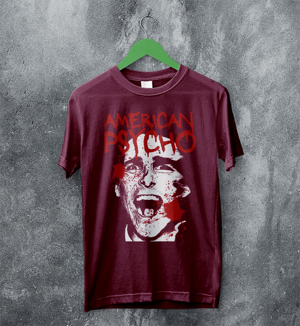 American Psycho T-Shirt Patrick Bateman Psychopathic Ego Shirt Psycho Movie Tee - Red Maroon - WorldWideShirt