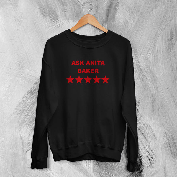 Anita Baker Sweatshirt Jazz Ask Anita Baker Shirt Female American Music Crewneck - Black - WorldWideShirt