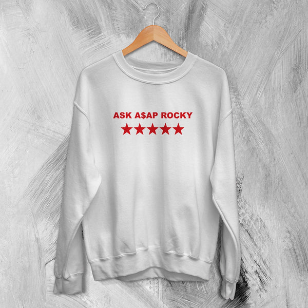 Asap Rocky Sweatshirt Flacko Ask ASAP Rocky Shirt Star Hiphop Rap Crewneck - White - WorldWideShirt