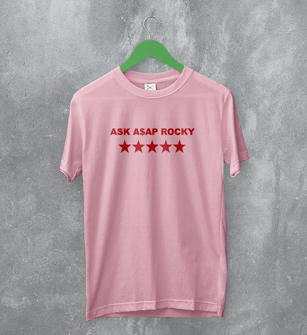 Asap Rocky T-Shirt Flacko Ask ASAP Rocky Shirt Star Hiphop Rap Tee - Light Pink - WorldWideShirt