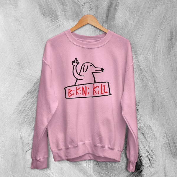 Bikini Kill Sweatshirt Middle Finger Shirt Vintage Punk Rock Dog Sweater - WorldWideShirt