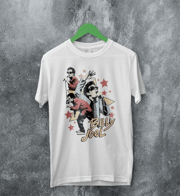 Billy Joel Star T-Shirt Live Concert Billy Joel Shirt Vintage Music Legend Style - White - WorldWideShirt