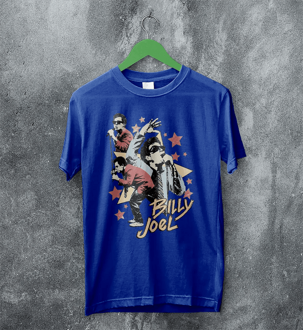 Billy Joel Star T-Shirt Live Concert Billy Joel Shirt Vintage Music Legend Style - Royal Blue - WorldWideShirt