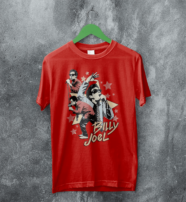 Billy Joel Star T-Shirt Live Concert Billy Joel Shirt Vintage Music Legend Style - Red - WorldWideShirt