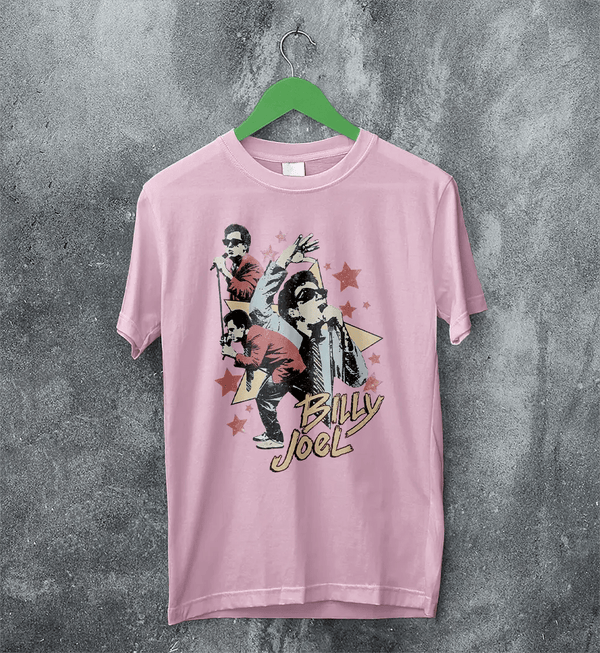 Billy Joel Star T-Shirt Live Concert Billy Joel Shirt Vintage Music Legend Style - Light Pink - WorldWideShirt