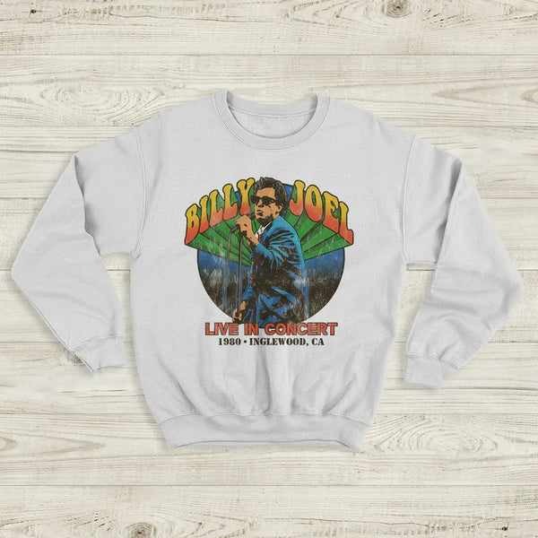 Billy Joel Tour Sweatshirt Live in Concert Billy Joel Shirt Inglewood 1980 Merch - White - WorldWideShirt