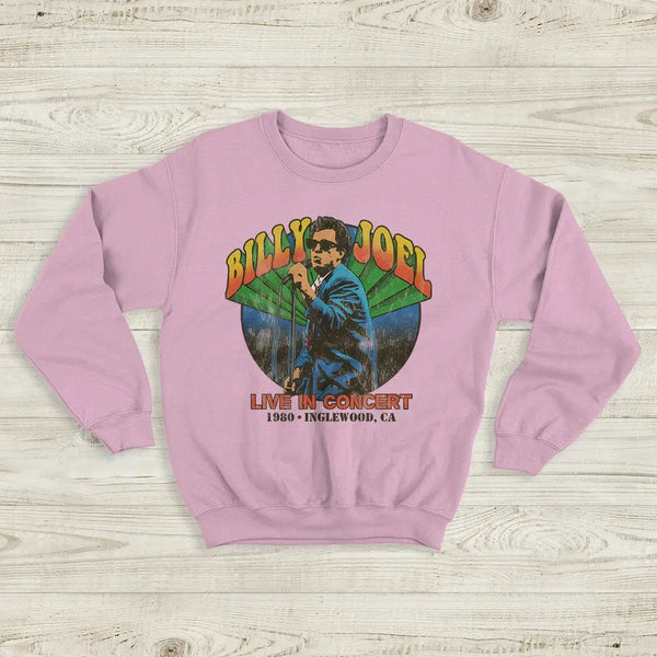 Billy Joel Tour Sweatshirt Live in Concert Billy Joel Shirt Inglewood 1980 Merch - Light Pink - WorldWideShirt