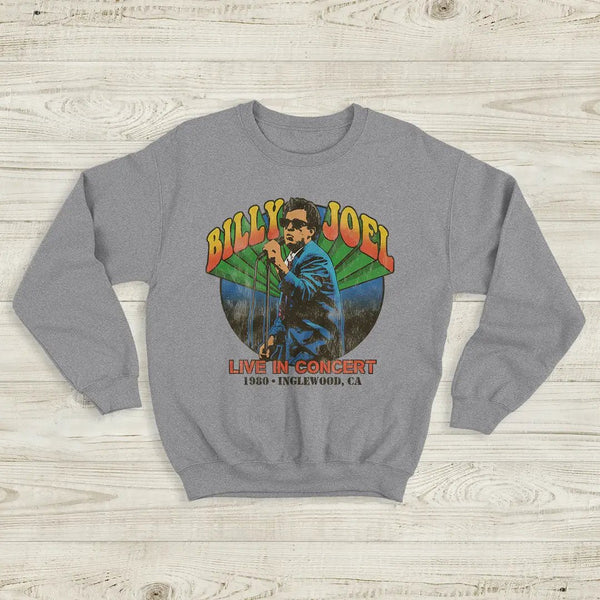 Billy Joel Tour Sweatshirt Live in Concert Billy Joel Shirt Inglewood 1980 Merch - Sport Grey - WorldWideShirt