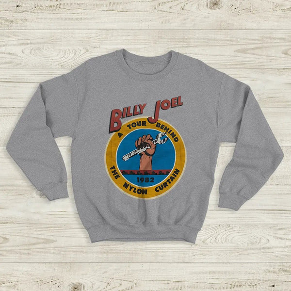 Billy Joel Tour Sweatshirt The Nylon Curtain Billy Joel Shirt 80s Concert Merch - Sport Grey - WorldWideShirt