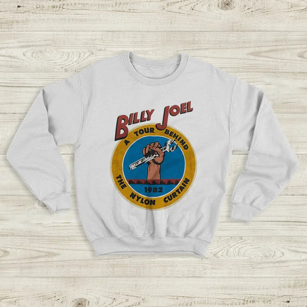 Billy Joel Tour Sweatshirt The Nylon Curtain Billy Joel Shirt 80s Concert Merch - White - WorldWideShirt