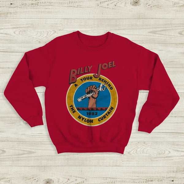 Billy Joel Tour Sweatshirt The Nylon Curtain Billy Joel Shirt 80s Concert Merch - Red - WorldWideShirt