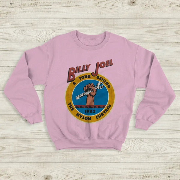 Billy Joel Tour Sweatshirt The Nylon Curtain Billy Joel Shirt 80s Concert Merch - Light Pink - WorldWideShirt