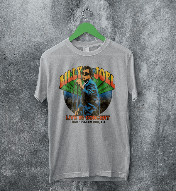Billy Joel Tour T-Shirt Live in Concert Billy Joel Shirt Inglewood 1980 Merch - Sport Grey - WorldWideShirt