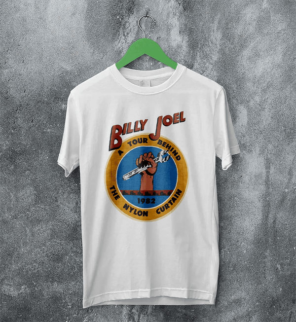 Billy Joel Tour T-Shirt The Nylon Curtain Billy Joel Shirt 80s Concert Merch - White - WorldWideShirt
