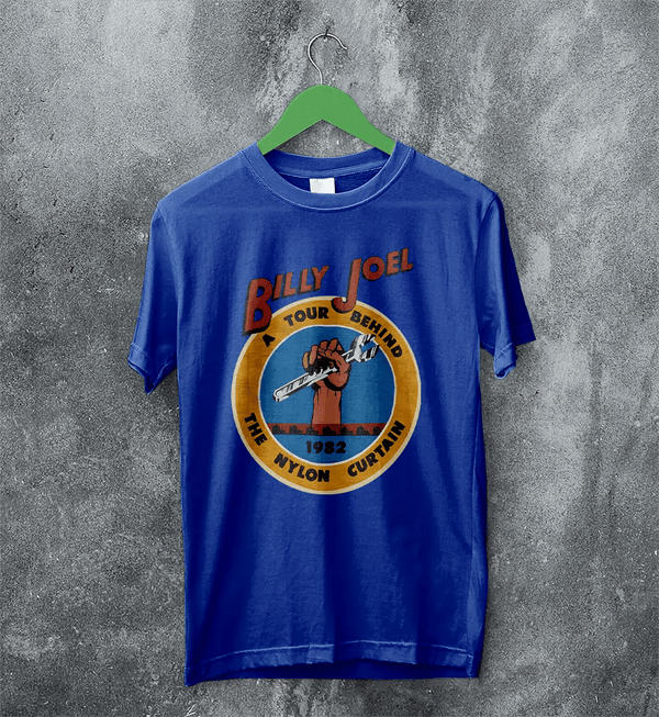 Billy Joel Tour T-Shirt The Nylon Curtain Billy Joel Shirt 80s Concert Merch - Royal Blue - WorldWideShirt
