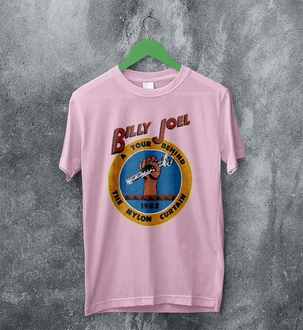 Billy Joel Tour T-Shirt The Nylon Curtain Billy Joel Shirt 80s Concert Merch - Light Pink - WorldWideShirt