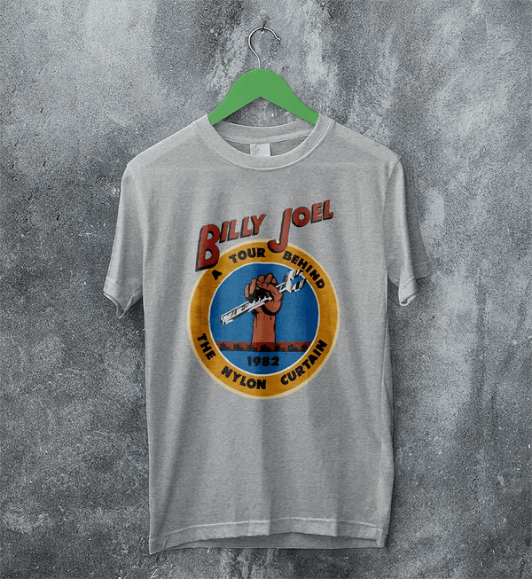 Billy Joel Tour T-Shirt The Nylon Curtain Billy Joel Shirt 80s Concert Merch - Sport Grey - WorldWideShirt