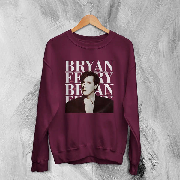 Bryan Ferry Sweatshirt Roxy Music Shirt 80s Pop Rock Merch - Red Maroon - WorldWideShirt