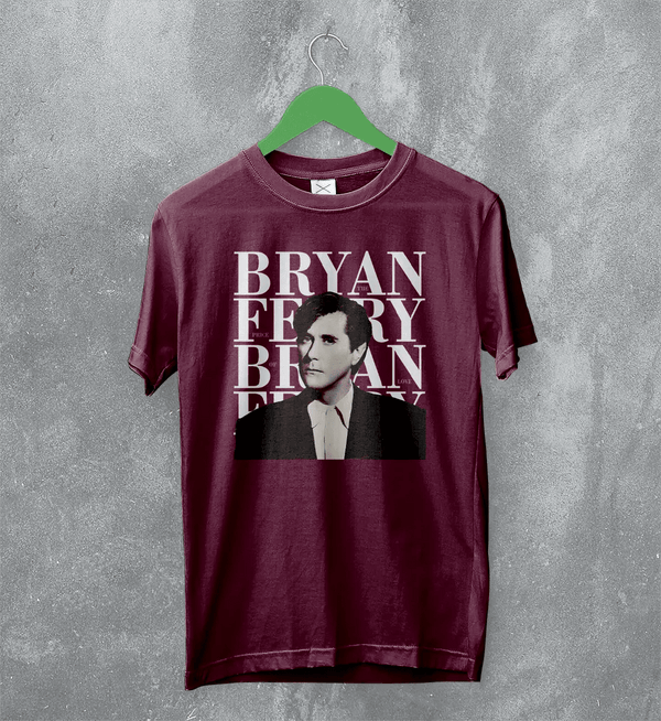 Bryan Ferry T-Shirt Roxy Music Shirt 80s Pop Rock Merch - Red Maroon - WorldWideShirt