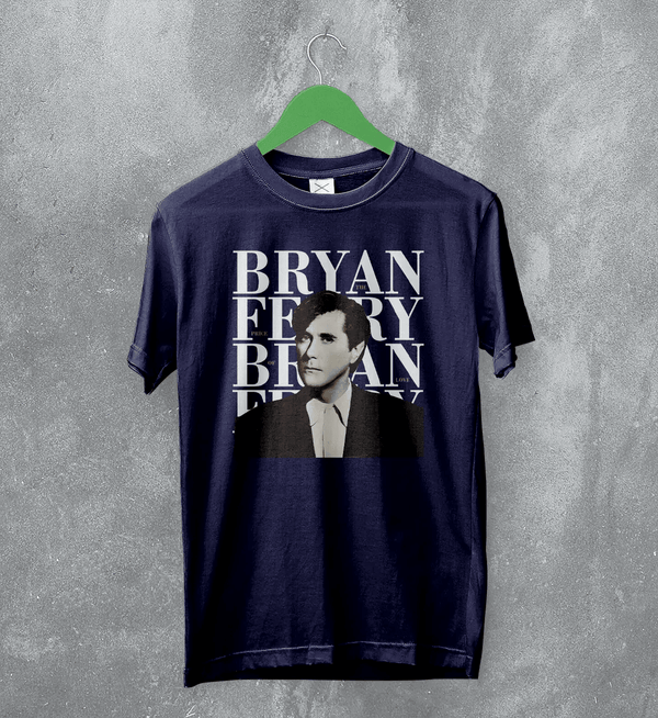 Bryan Ferry T-Shirt Roxy Music Shirt 80s Pop Rock Merch - Navy Blue - WorldWideShirt
