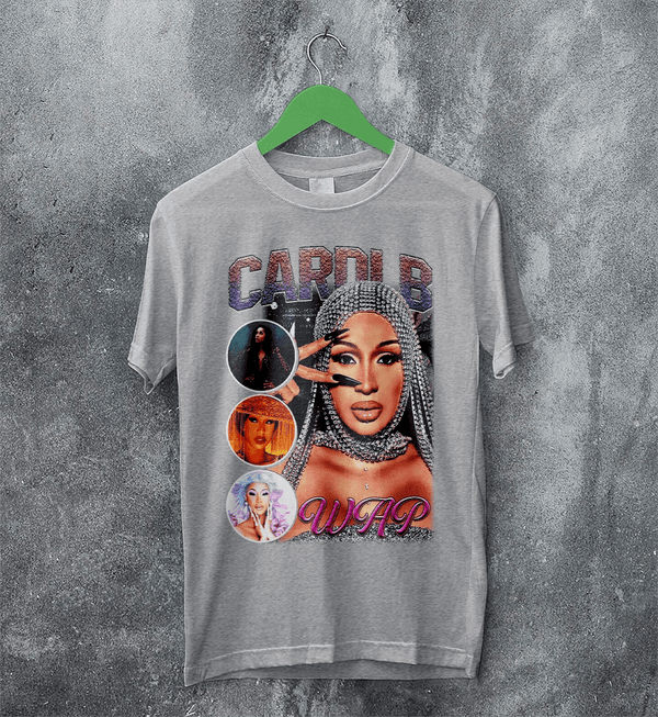 Cardi B Bootleg T-Shirt Rap Cardi B Shirt Retro Rapper Style Tee Music Streetwear - Sport Grey - WorldWideShirt