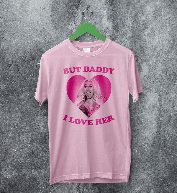 Cardi B T-Shirt Love Cardi Shirt But Daddy I Love Her Tee Rap Music Wear - Light Pink - WorldWideShirt