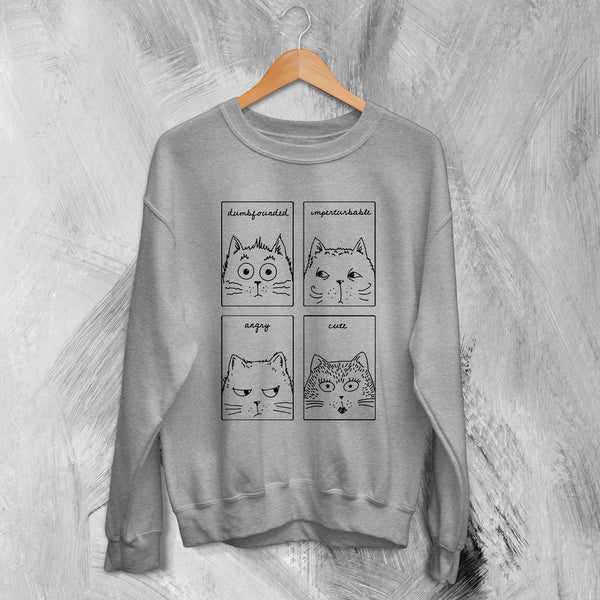 Cat Sweatshirt Expression Cats Sweater Animal Pet Lover Gift - WorldWideShirt