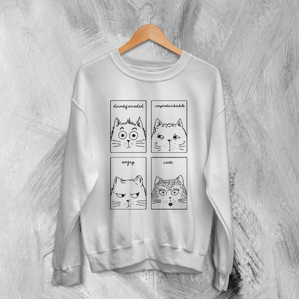 Cat Sweatshirt Expression Cats Sweater Animal Pet Lover Gift - WorldWideShirt