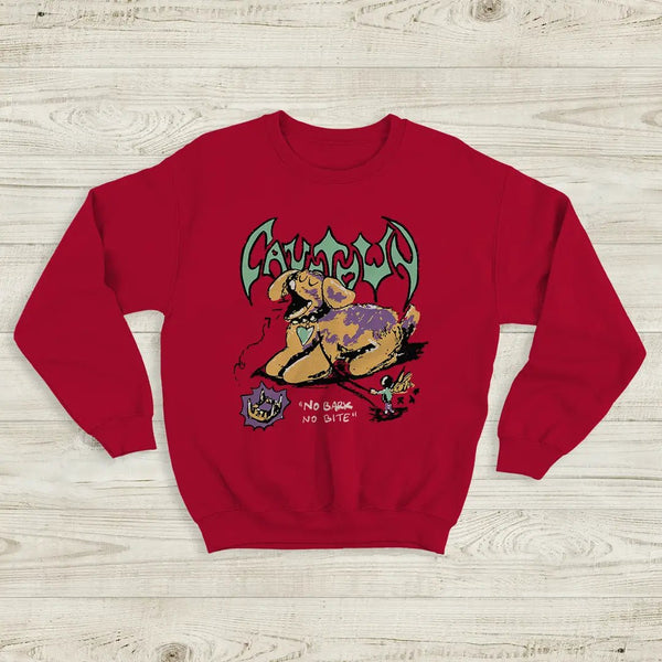 Cavetown No Bark No Bite Sweatshirt Album Running with Scissors Cavetown Shirt - Red - WorldWideShirt