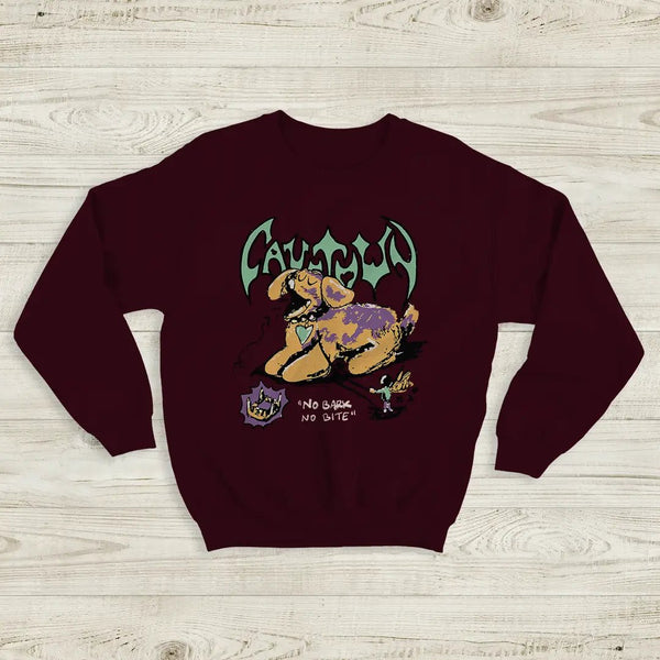 Cavetown No Bark No Bite Sweatshirt Album Running with Scissors Cavetown Shirt - Red Maroon - WorldWideShirt