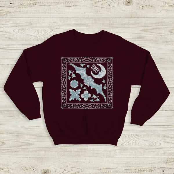 Cavetown Sweatshirt Dark Bat Moon Shirt Indie Rock Cavetown Music Merch - Red Maroon - WorldWideShirt