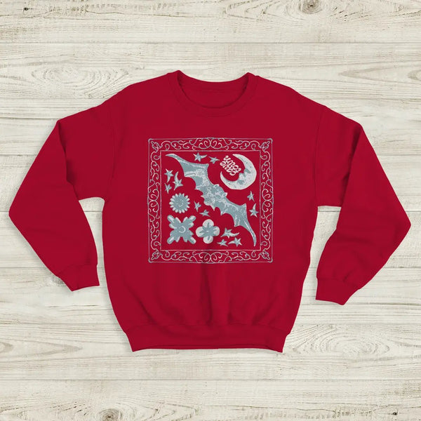 Cavetown Sweatshirt Dark Bat Moon Shirt Indie Rock Cavetown Music Merch - Red - WorldWideShirt